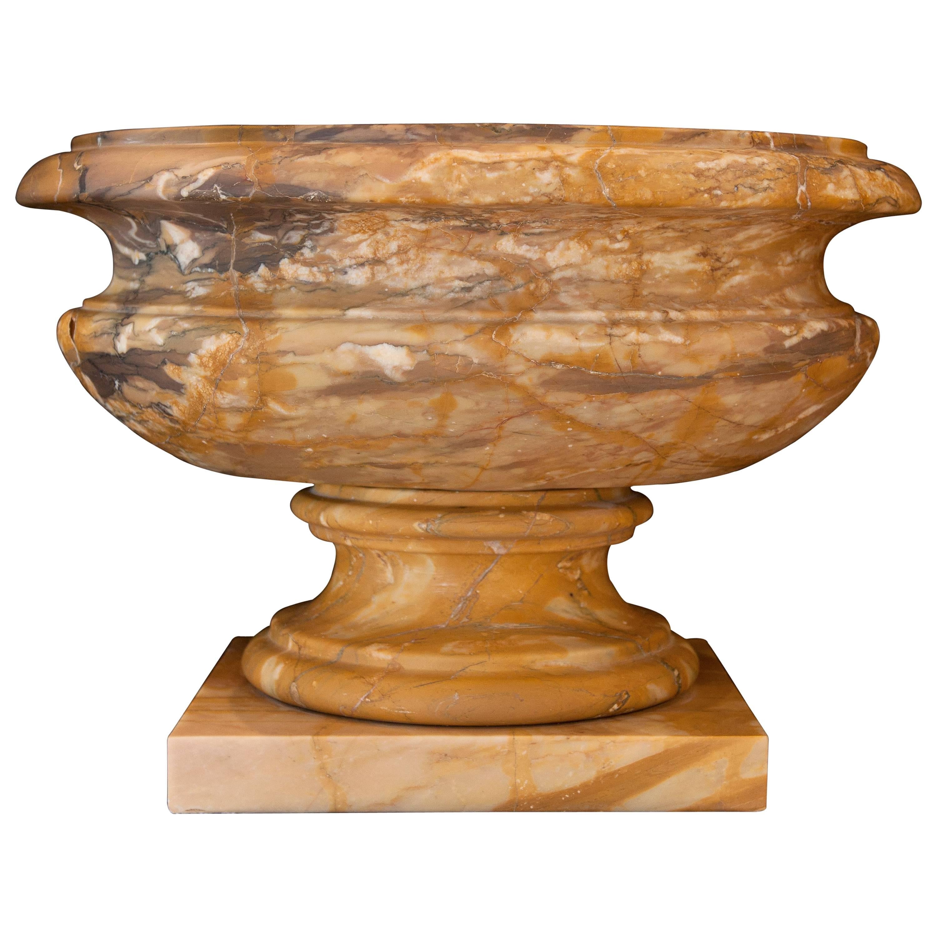 20th Century Italian Tuscany Neoclassical Siena Yellow Marble Center Vase 