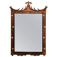 Decorative Painted and Gilt Wall or Console Mirror