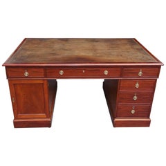 Antique English George III Mahogany Leather Top Partners Desk, Circa 1790