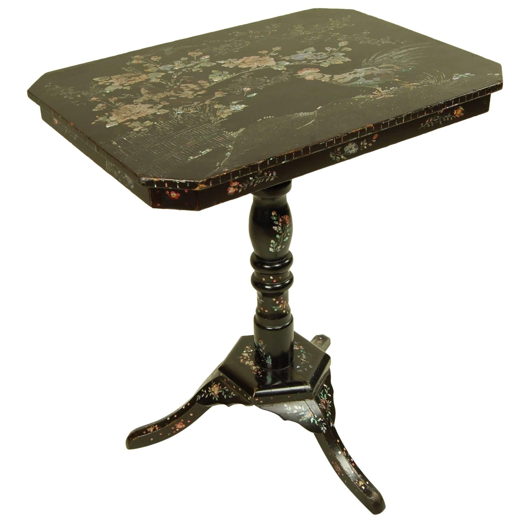 Antique Side Table with Mother-of-Pearl Inlay For Sale