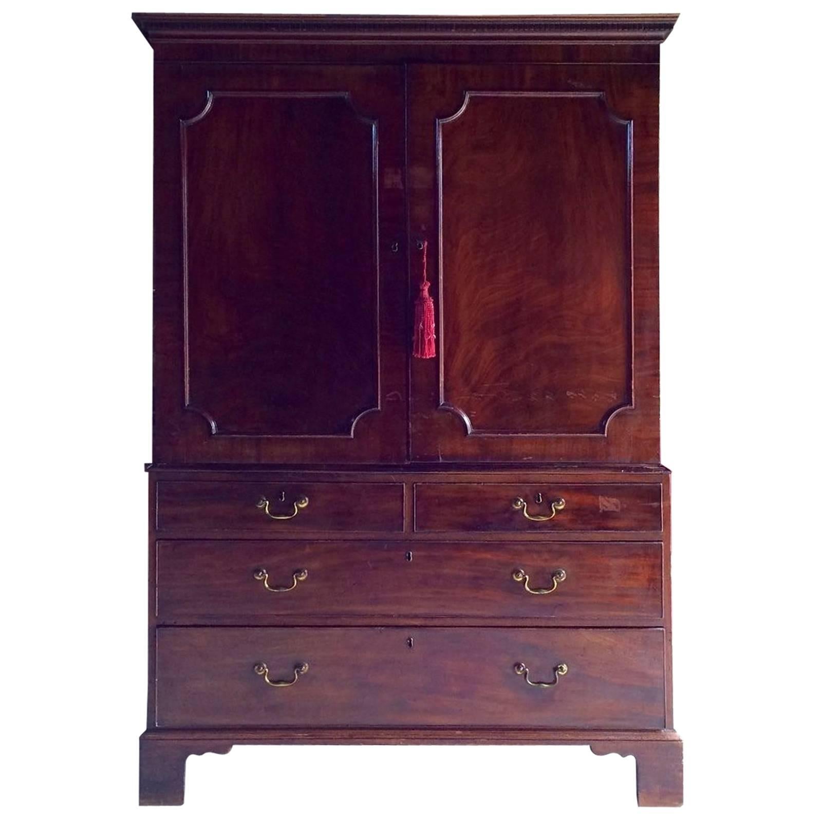 Antique Victorian Mahogany Dwarf Linen Press, 19th Century