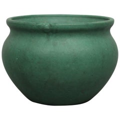 Antique Early Bauer Matte Green Pottery Bowl