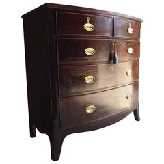 Antique 19th Century Bow Fronted Chest of Drawers Dresser