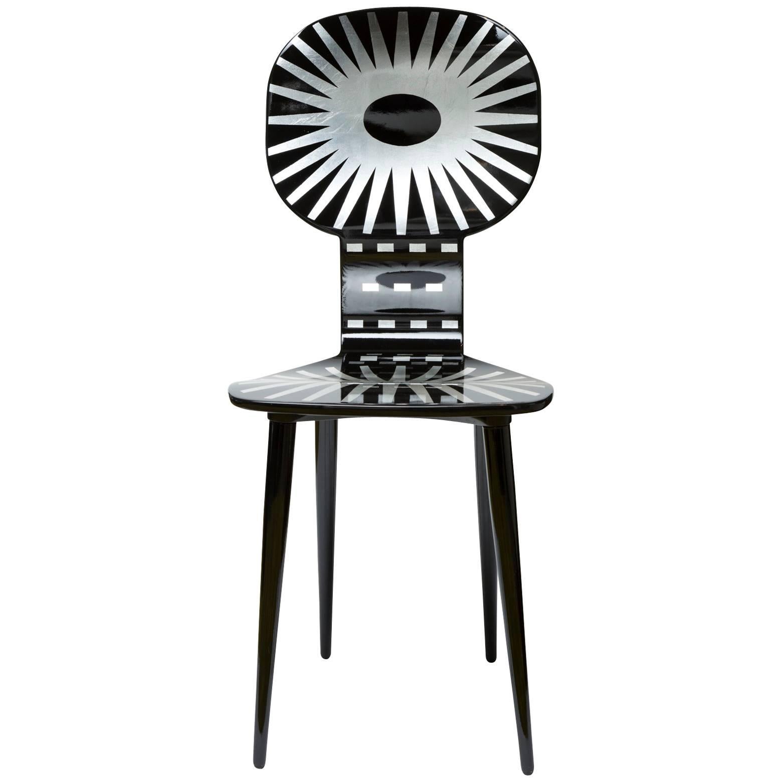 Fornasetti Raggiera Chair, Silver and Black