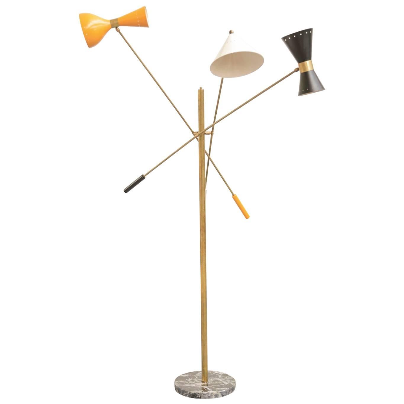 Lampada da terra italiana nello stile di Angelo Lelli a pendolo