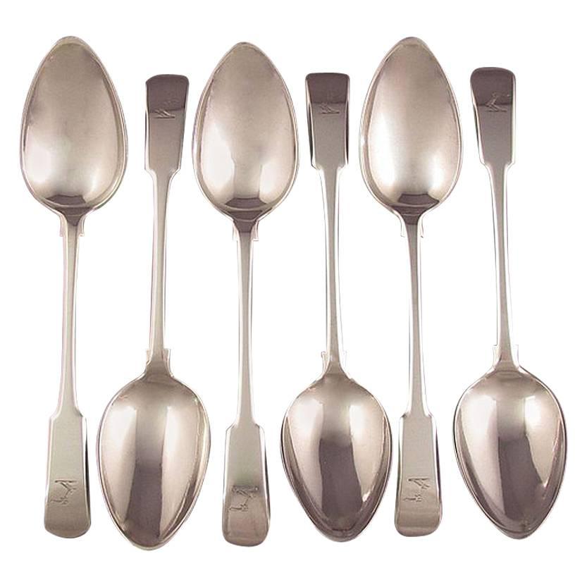 Set of Six Scottish Provincial Dessert Spoons For Sale