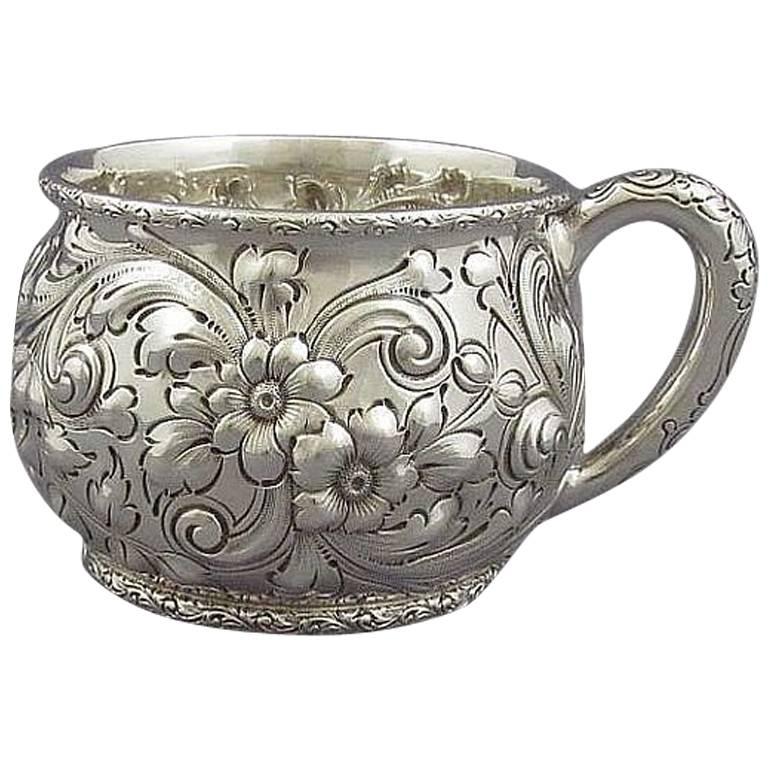Repoussé Sterling Silver Mug For Sale