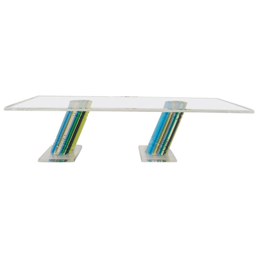 Jean-Claude Farhi Sculptural Colored and Clear Lucite Table For Sale