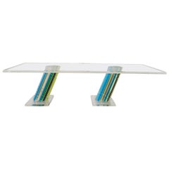 Jean-Claude Farhi Sculptural Colored and Clear Lucite Table