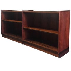 Danish Modern Low Profile Rosewood Bookcase with Tapered Edging