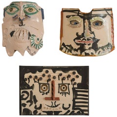 Gilbert Portanier Set of Three Wall-Mounted Ceramic Masks