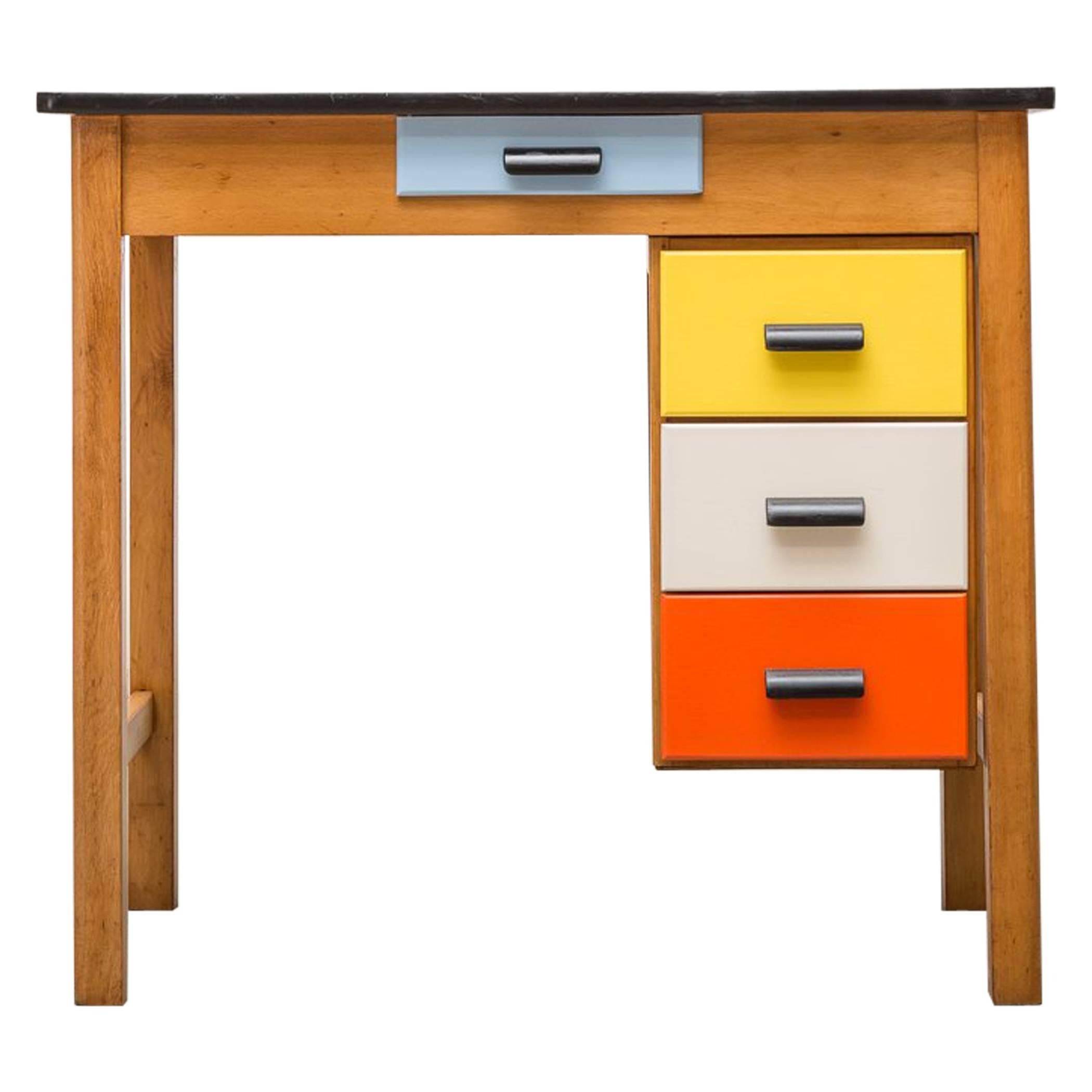 Pastoe Style Multicolored Drawer Desk