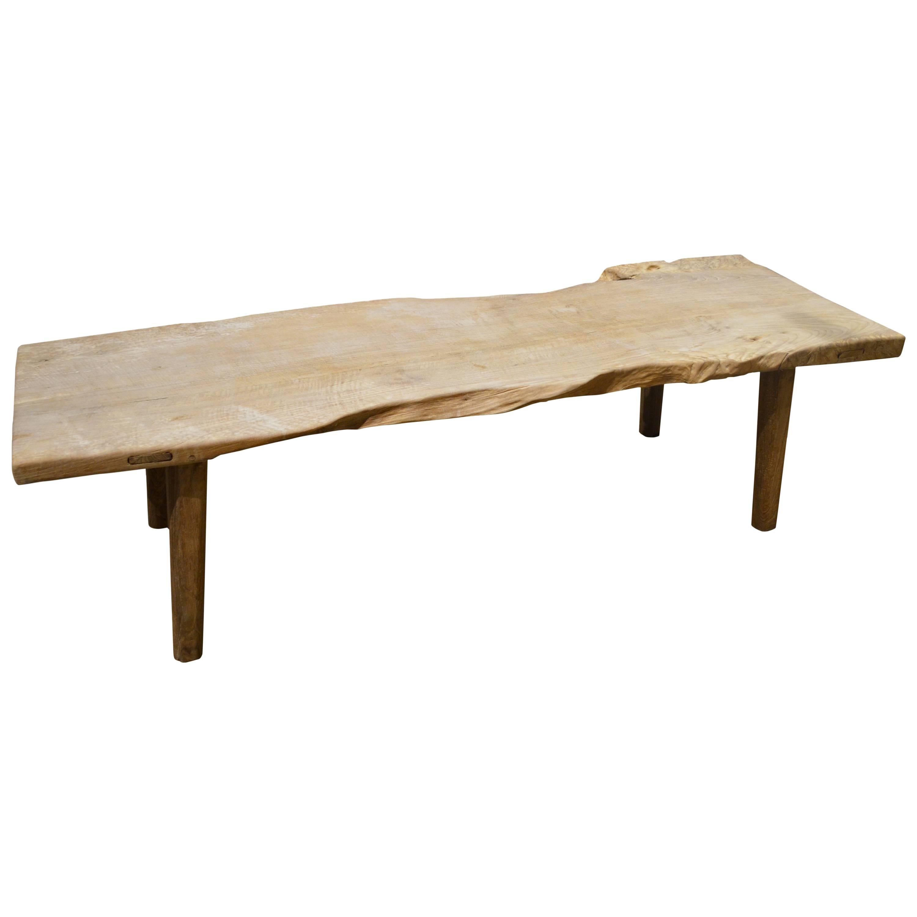 Andrianna Shamaris Live Edge Teak Wood Coffee Table or Bench For Sale