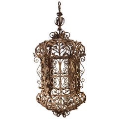 Antique Wrought Iron Lantern from France, circa 1900