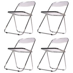 Set of Four Giancarlo Piretti "Plia" Chairs for Castelli
