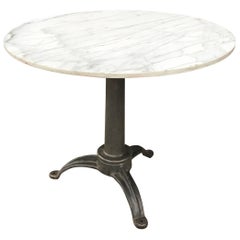 Round Marble and Cast Iron Pedestal Café Dining Table