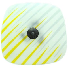 Brussels Era Glass Plate Light in Yellow and Gray Stripes, Napako, circa 1960