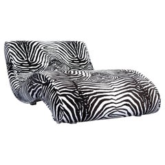 Bretz Designer Recamiere Sofa-Kommode, Mikrofaser, weiß-schwarzes Zebramuster