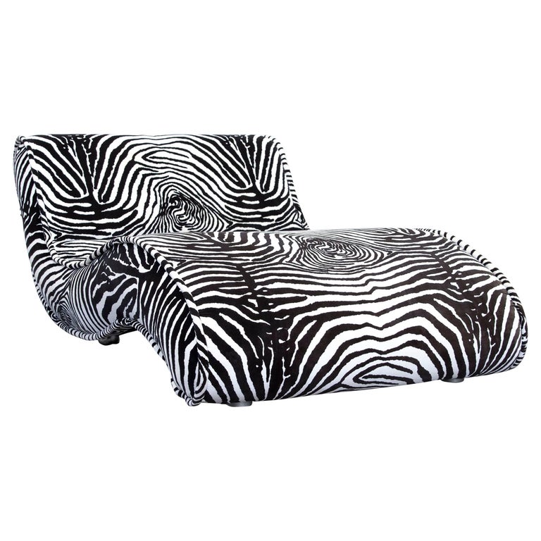 Bretz Designer Recamiere Microfibre White Black Zebra Pattern Sofa