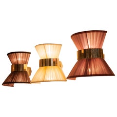 Tiffany Wall Bow Lamp Silk Ivory Organdy Shade Silvered Glass Sabrina Landini