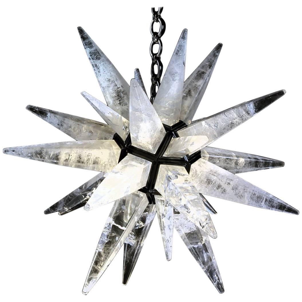 Rock Crystal Black Star Chandelier by Alexandre Vossion