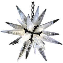 Rock Crystal Black Star Chandelier by Alexandre Vossion