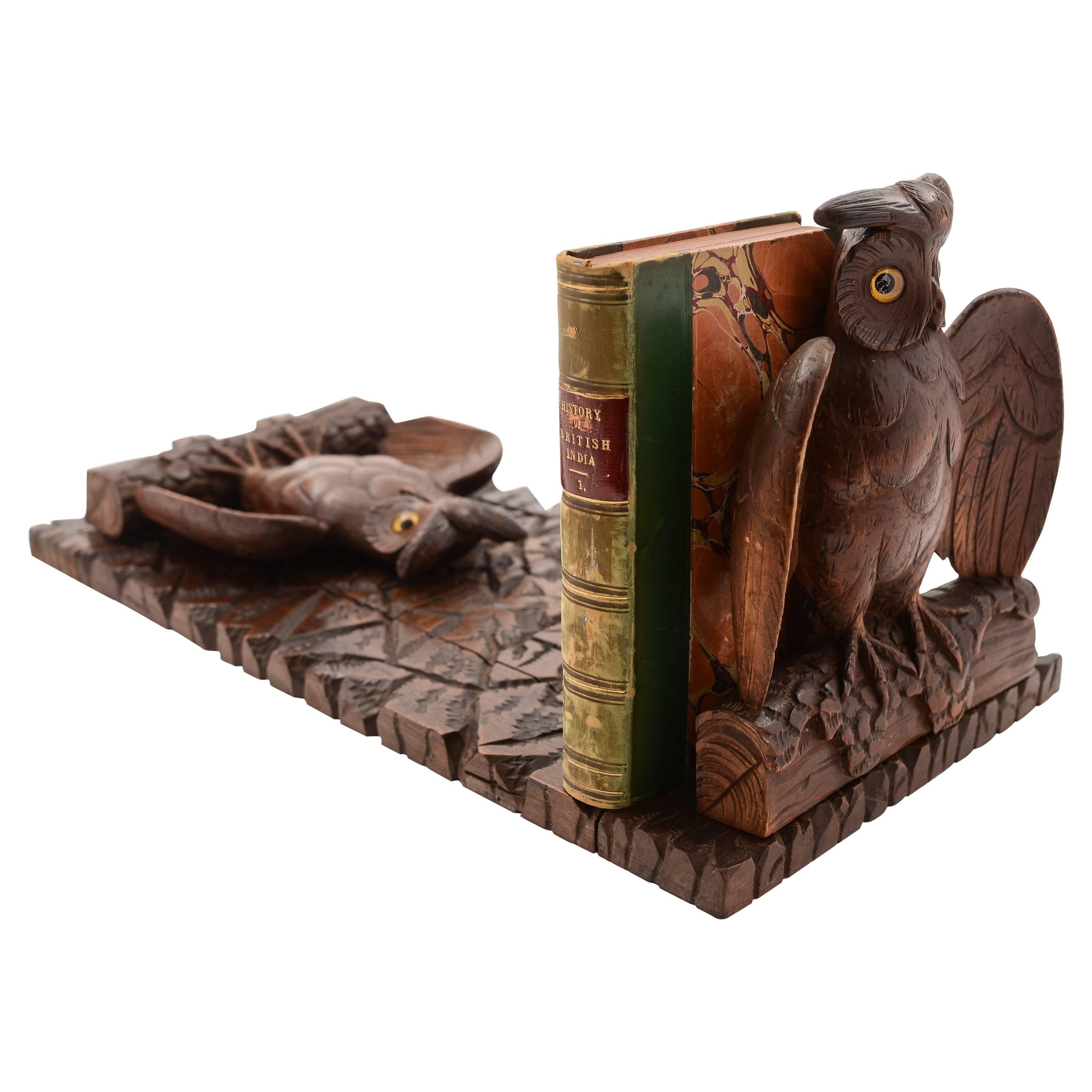 Black Forest Owl Book Slide, circa 1900 For Sale