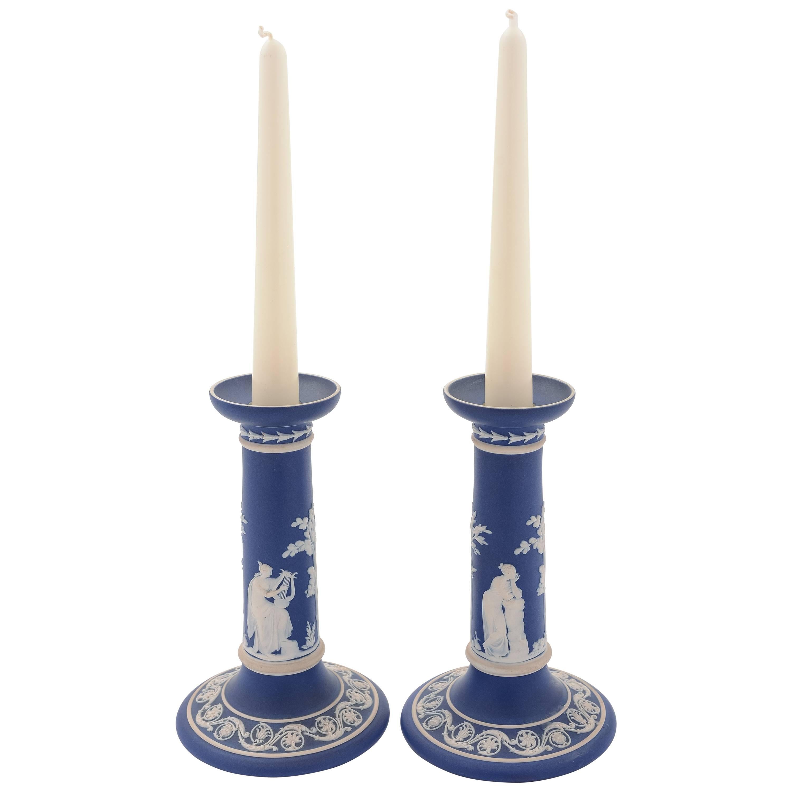 Wedgwood Jasperware Candlesticks, circa 1900 at 1stDibs