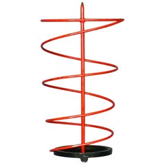 Rare French Modernist Umbrella Stand Red Black Iron Spiral Royere Style 1930s