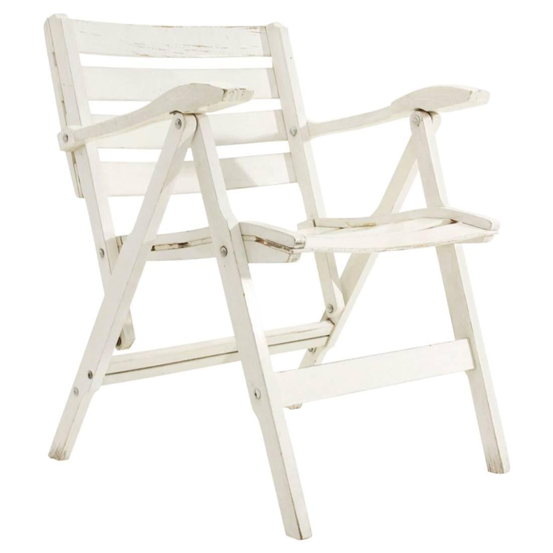 Italian Armrest Folding Chair by Fratelli Reguitti