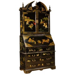 20th Century English Lacquered, Gilt Chinoiserie Trumeau