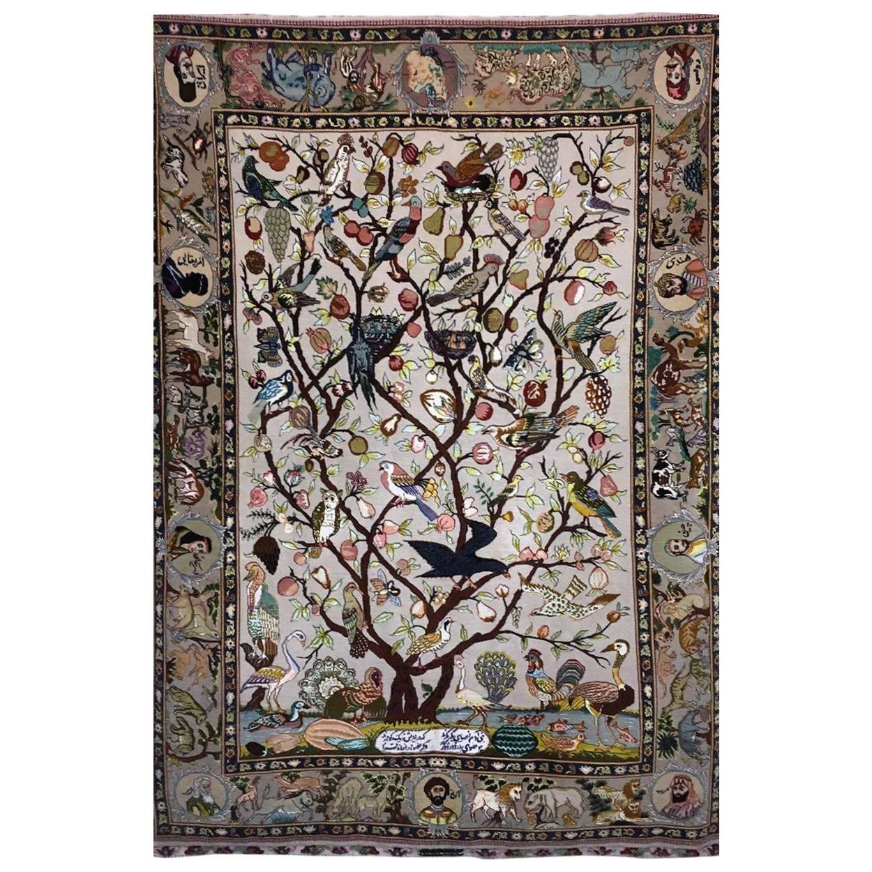Hunting Ground, Hand-Knotted Tabriz Carpet/Rug For Sale