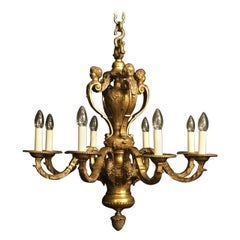 French Gilded Bronze Eight-Light Antique Chandelier