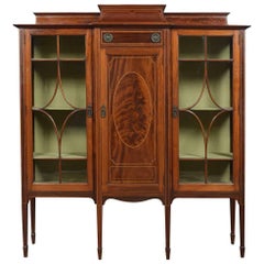 Edwardian Mahogany Breakfront Display Cabinet