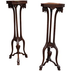 Pair of Late 19th Century Carved Mahogany Torcheres in Adam Style