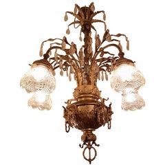 Antique French Chandelier with Victorian Cut-Glass, Late 19th Century