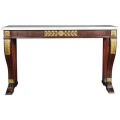 Empire Mahogany and Marble Topped Console Table