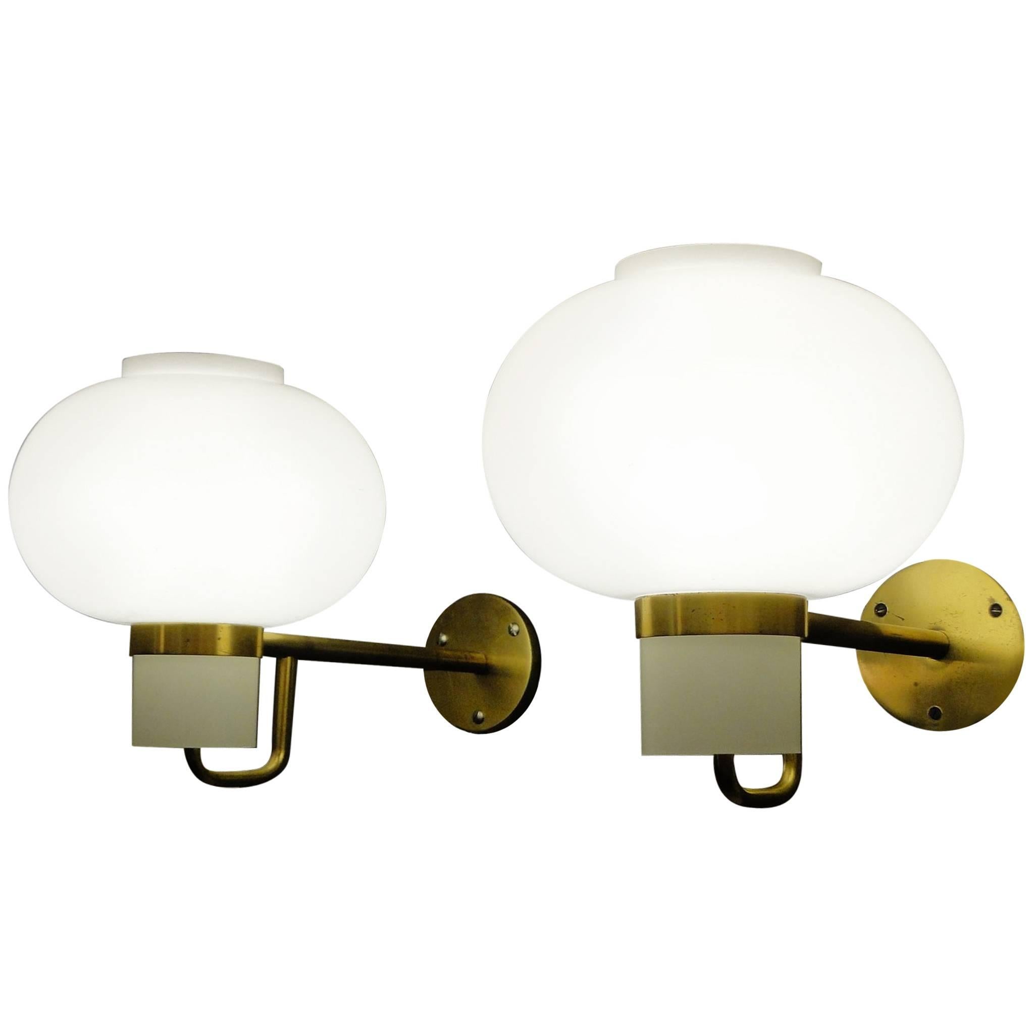 Danish Modernist Cased Glass and Brass Wall Light by Bent Karlby for Lyfa, 1950s For Sale