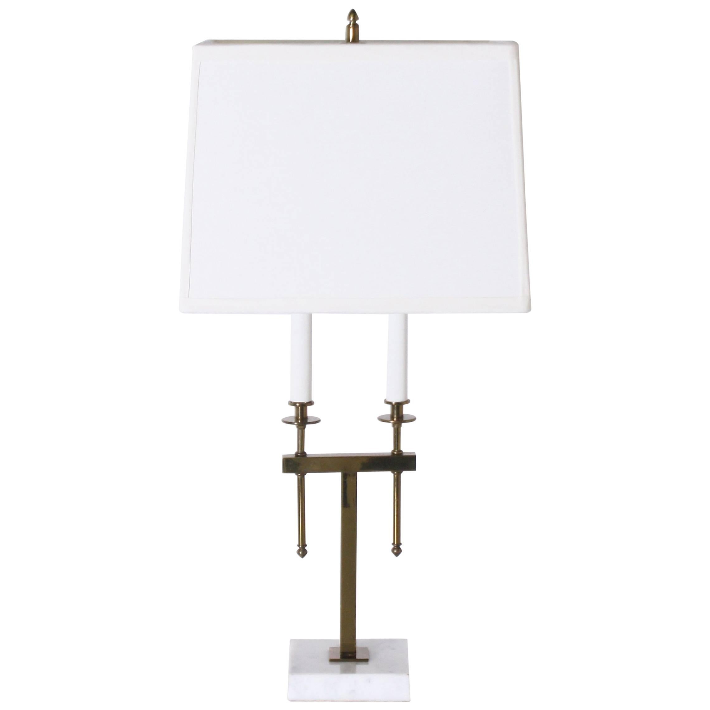 Brass and Marble Stiffel Lamp in the Style of Tommi Parzinger, circa 1950