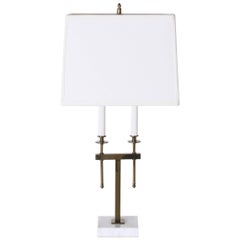 Brass and Marble Stiffel Lamp in the Style of Tommi Parzinger, circa 1950