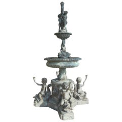 Vintage Impressive Bronze Fountain with Cherubs