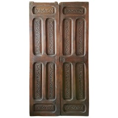 Old Early 1900s Moroccan Wooden Door, Mediterranean Scroll Motifs