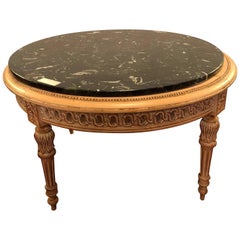 Hollywood Regency Round Marble-Top Jansen Style Coffee Table