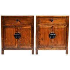 Pair of Chinese Bed Side Chests with Restoration
