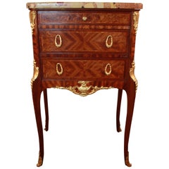 French 19th Century Inlaid Wood and Bronze Side Table