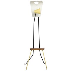 Mategot Style Sculptural Floor Lamp with Small Bench, France 1960s