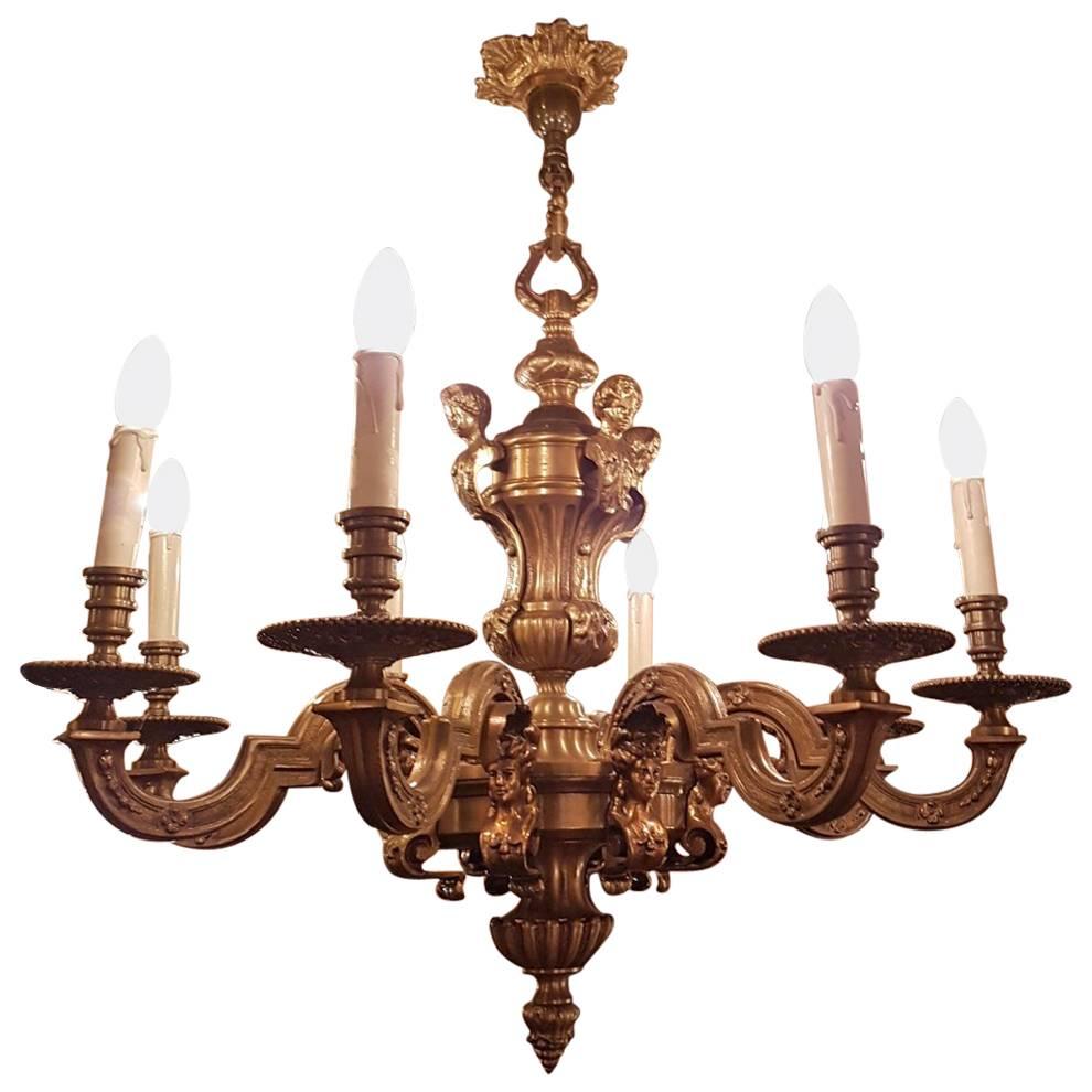 Bronze 'Mazarin' Louis XVl Style Chandelier with Eight Lights For Sale