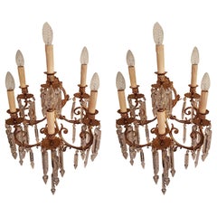Large Pair of French Antique Wall Brackets, Late 1800