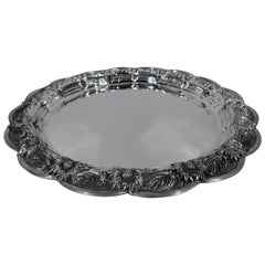 Antique Japonesque Chrysanthemum Sterling Silver Tray by Tiffany