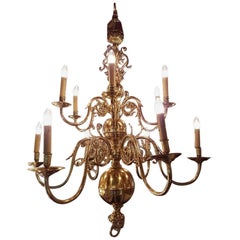 Large Bronze Chandelier with Twelve Lights, Early 1900 Made in Germany